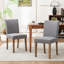 Chaise de salle à manger rembourrée, chaise d'appoint en tissu gris, chaise de cuisine moderne sans accoudoirs avec pieds en bois massif-696470670
