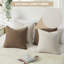 Ensemble de 4 housses de coussin, lin naturel 18 x 18 po, 2 kaki / 2 café-124323939