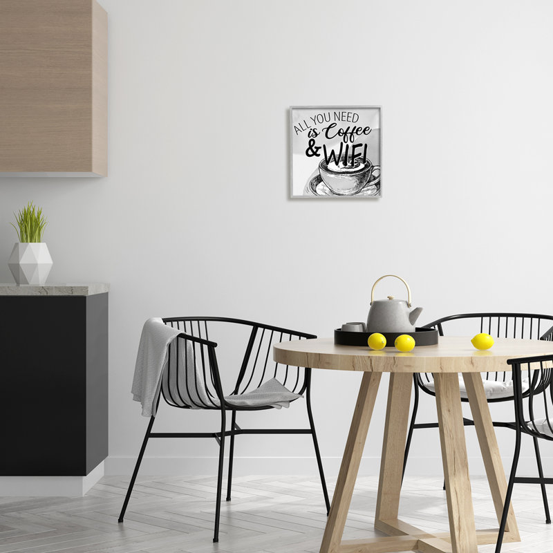 «Vintage Coffee & Wifi On Wood» par Kim Allen, impression, H 12 po x l 12 po x P 1,5 po, Estampe numérique Farmhouse