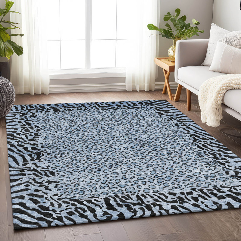 Tapis intérieur / extérieur bleu Elyvia , 9 pi x 12 pi