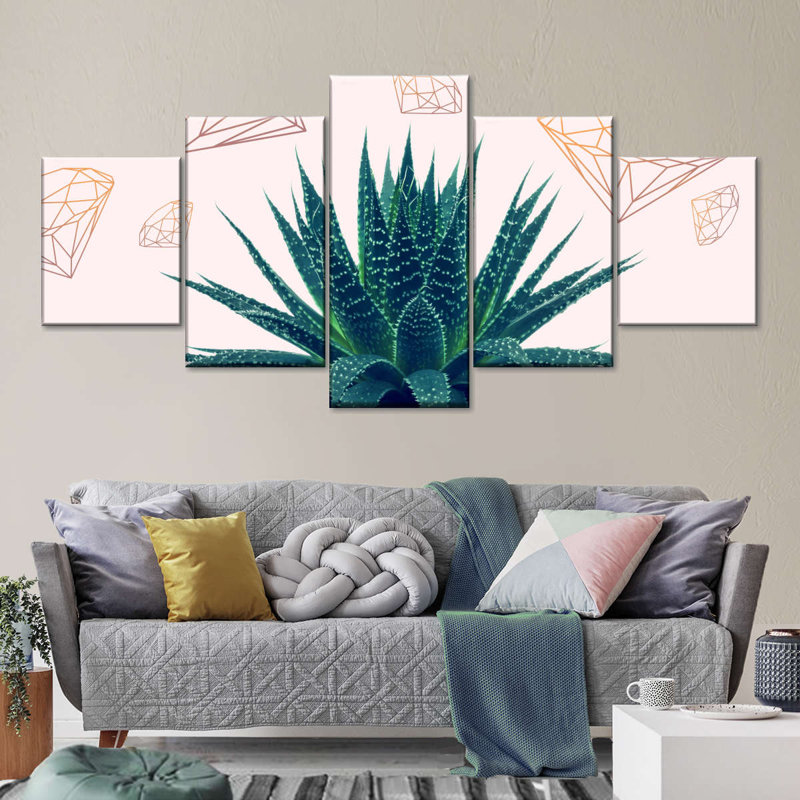 «Succulent Succulent Plant», ensemble de 5 diamants, H 42 po x l 92 po x P 1,25 po