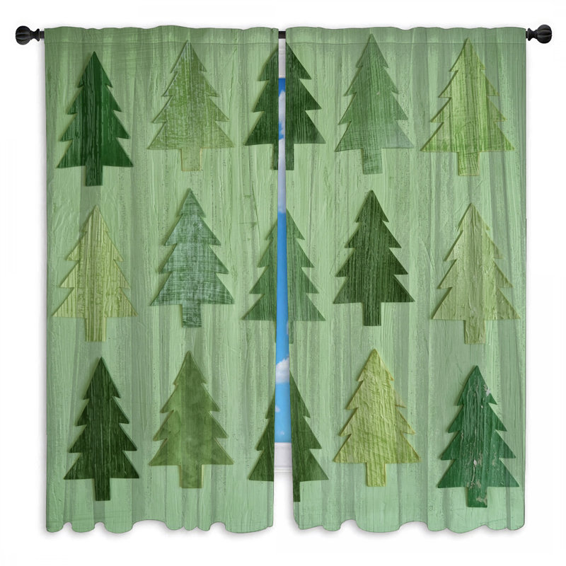 Rideaux de fenêtre Green Tree Silhouettes, 20 po x 60 po - 2 panneaux, Obscurcissement de chambre