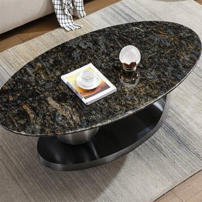 Italian minimalist oval marble coffee table