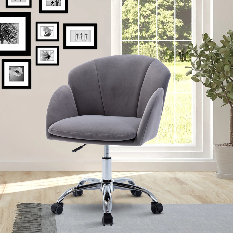 Cescily Velvet Task Chair, Gray