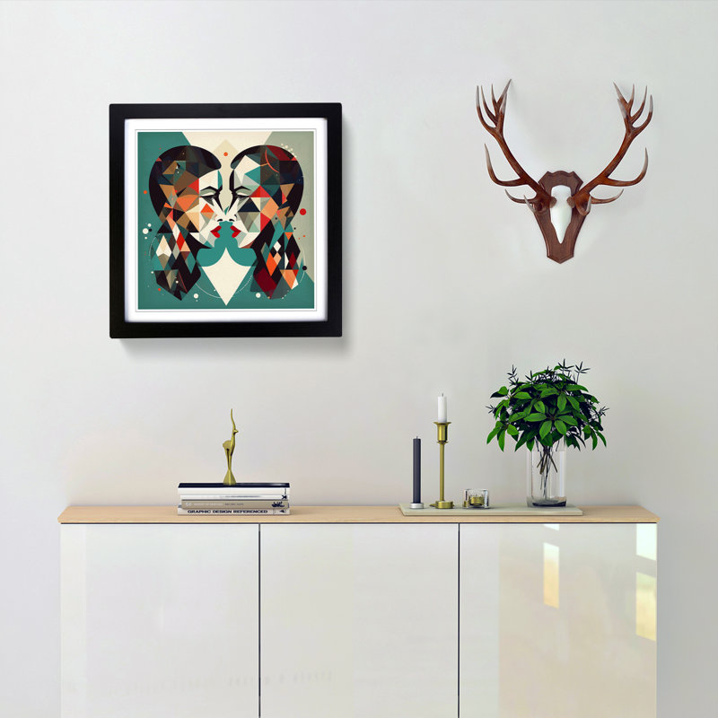 Lovers Geometric No.3 - Framed Print, Black