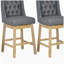 Ensemble de 2 tabourets de bar rotatifs à 180 degrés HOMcom, tabouret de bar d'une hauteur de siège de 30 po, avec tabouret en bois massif et boutonnière, gris