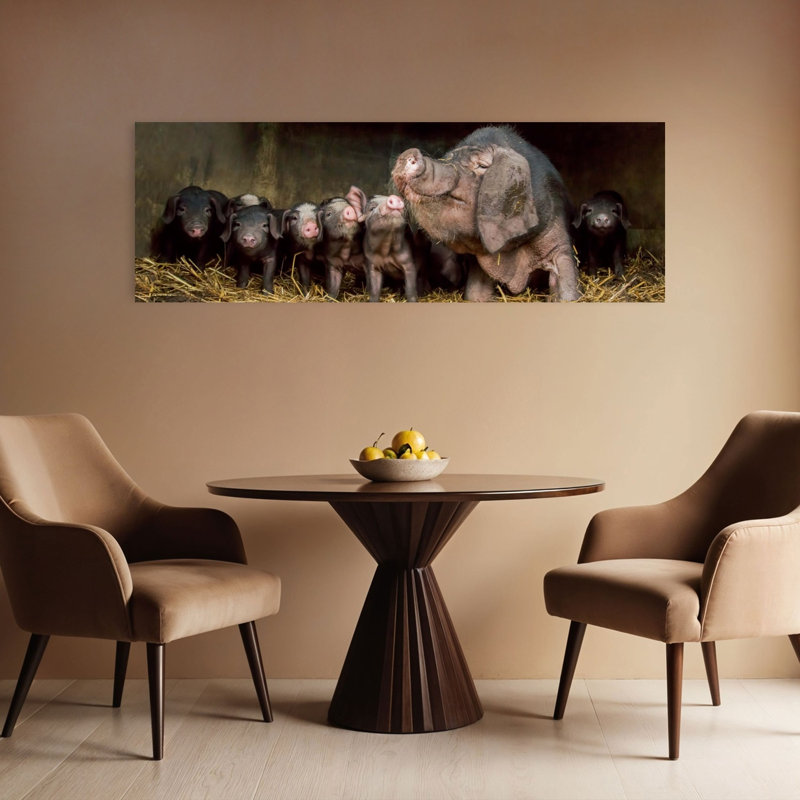 Mother Pig And Piglets by Gert Van Den - Wrapped Canvas Panoramic Print, 40.64 cm H x 121.92 cm W