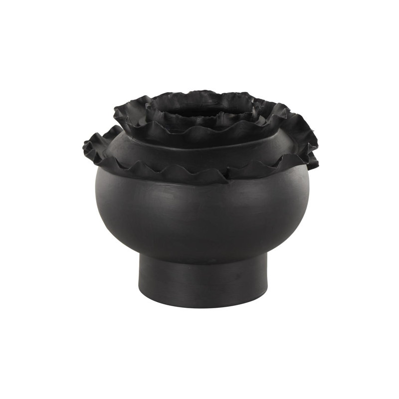 Cole And Ceramic Floral Inspired Abstract Vase, Black
