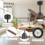 Ventilateur de plafond 54 po à 5 pales en bois massif avec moteur à courant continu et à télécommande intégré, noir et noyer-698593652-678662255