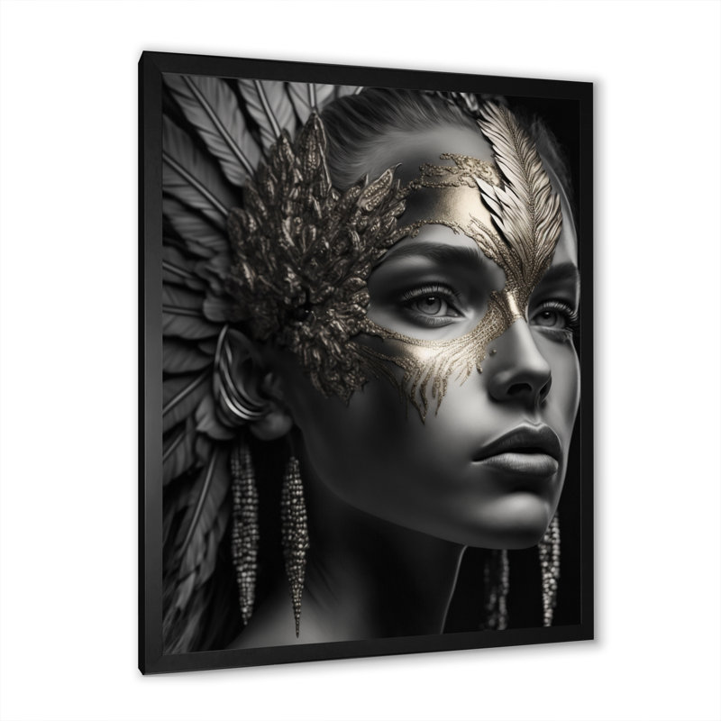 Femme bohémienne rétro sur toile, H 20 po x l 12 po x P 1 po, Cadre photo noir