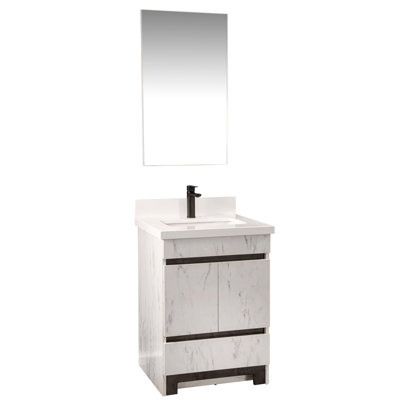 Ensemble de meuble-lavabo simple 23,6 po avec miroir Asjes