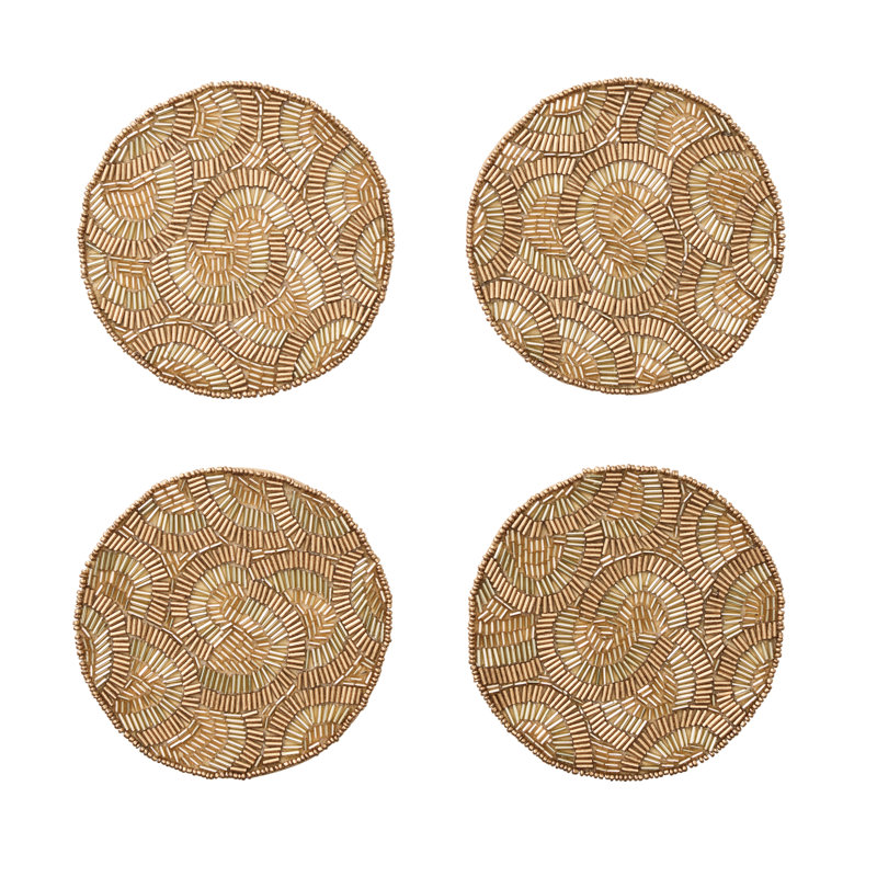 Lune 4 Piece Coaster Set in a Gift Bag, Gold