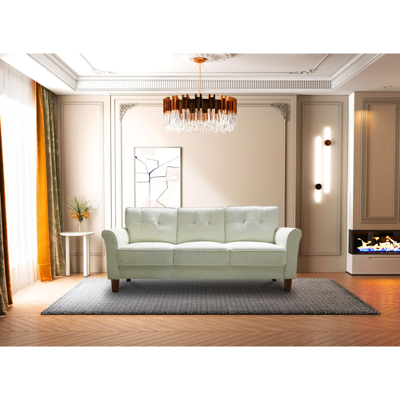 Canapé à accoudoirs arrondis 78 po, Polyester beige