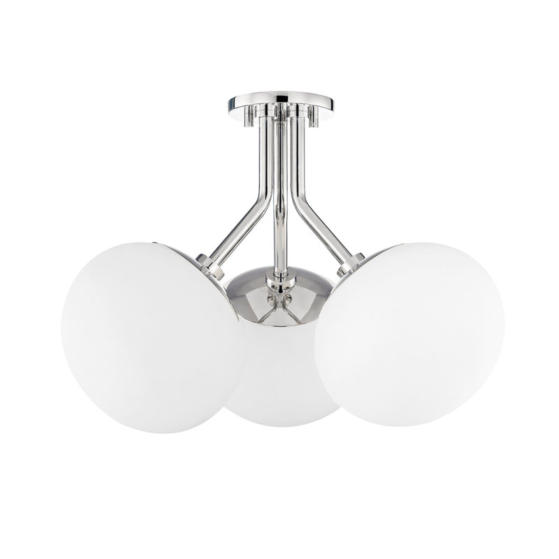 Plafonnier semi-encastré 19 po 3 lumières Alex, Nickel poli