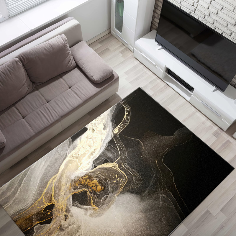 Tapis doux non tissé à motif géométrique complexe pour une décoration intérieure élégante