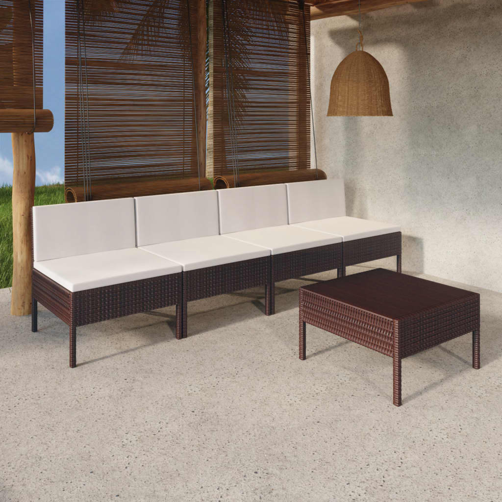 4-Sitzer Lounge-Set Jeslynn aus Polyrattan mit Polster