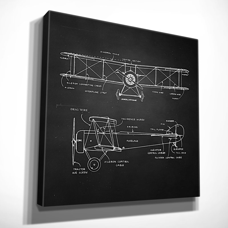 «Bi Plane S croquis», reproduction d'impression sur toile, H 16 po x l 16 po x P 1,5 po