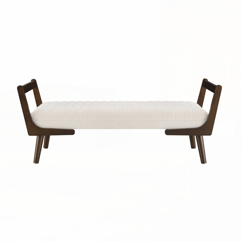 Mid Century Bench with Walnut Wood Leg