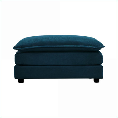 Repose-pieds repose-pieds en chenille bleu royal - convient aux canapés de 2 à 4 places | Noir | Bois