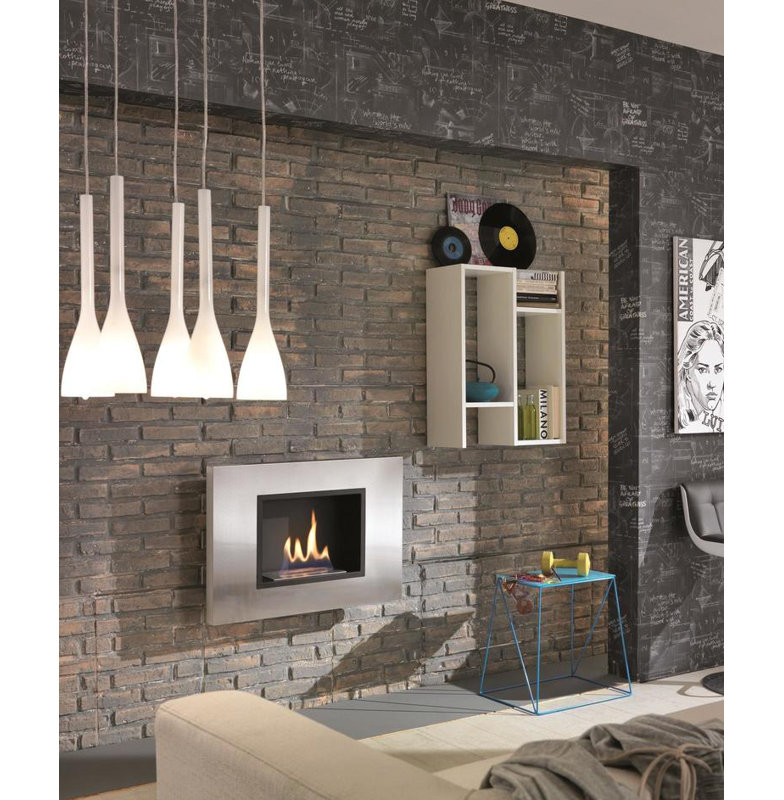 Anais Belfry Heating 78cm W Satin Steel Bio-Ethanol Fireplace with 6.7 BTU