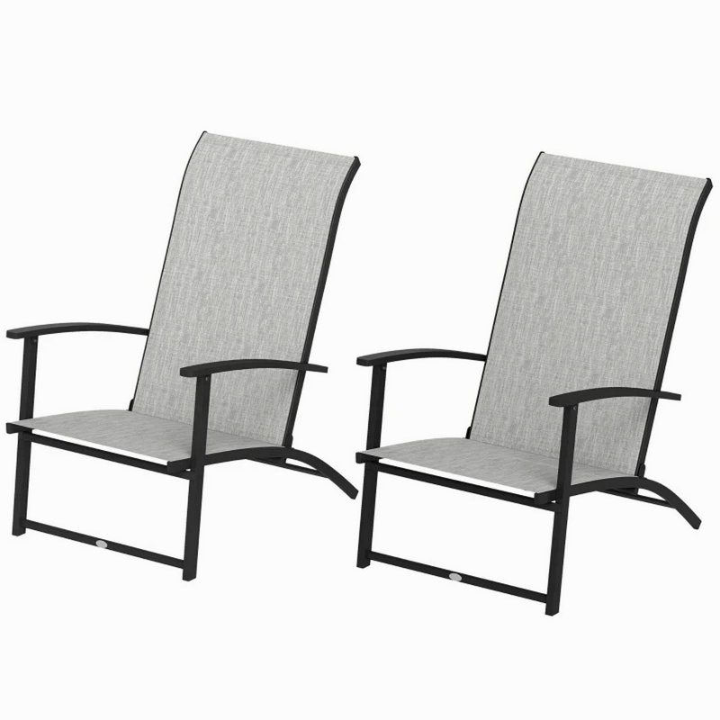 Ensemble de 2 chaises d'extérieur pliantes, Gris