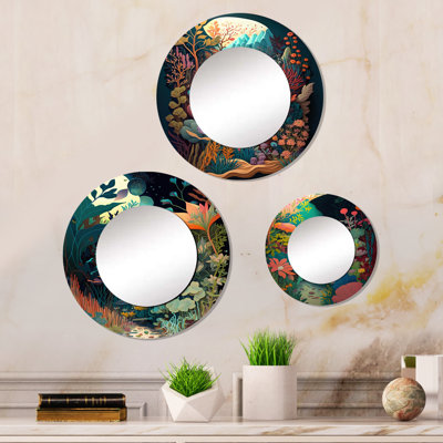 Miroir mural rond en aluminium Bounties and Blooming Wilderness Blessings