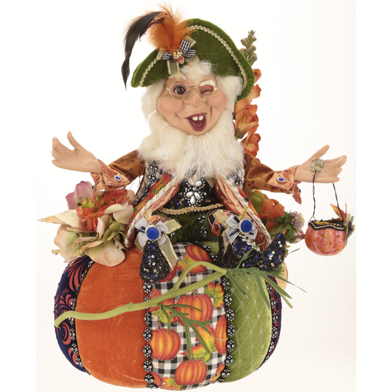 Fall Elf on Pumpkin Figurine