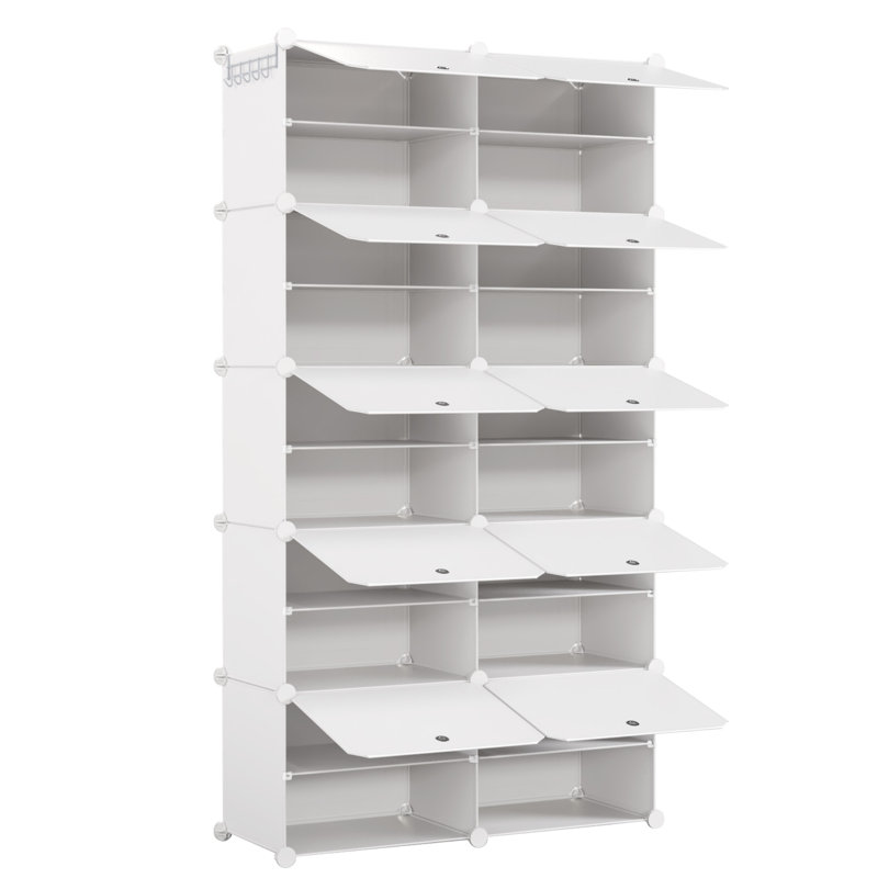40 Pair Stackable Shoe Storage Cabinet, White