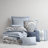 Piece Cal King Bedding Sets, Blue Jacquard Polyester Comforter, Elegant