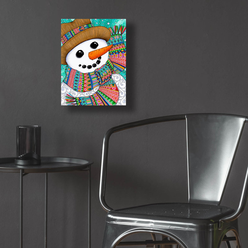 «Snowman Style» par Hello Angel, art mural en verre acrylique, H 16 po x l 12 po x P 0,13 po
