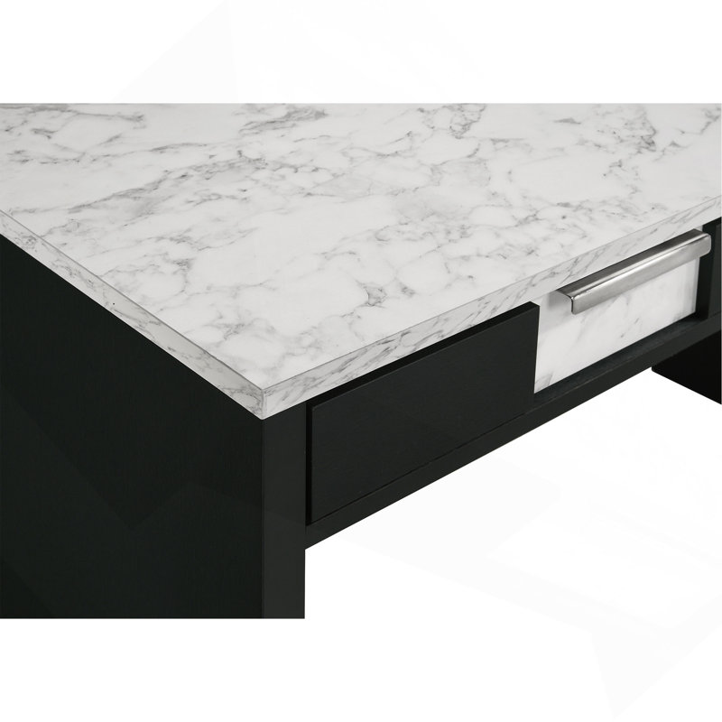 1pc Modern Desk, White/Black
