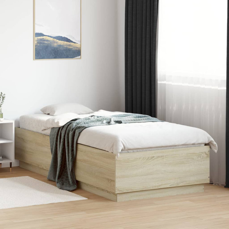Burlene Bed, Single ( 90 x 200 cm), Sonoma Oak