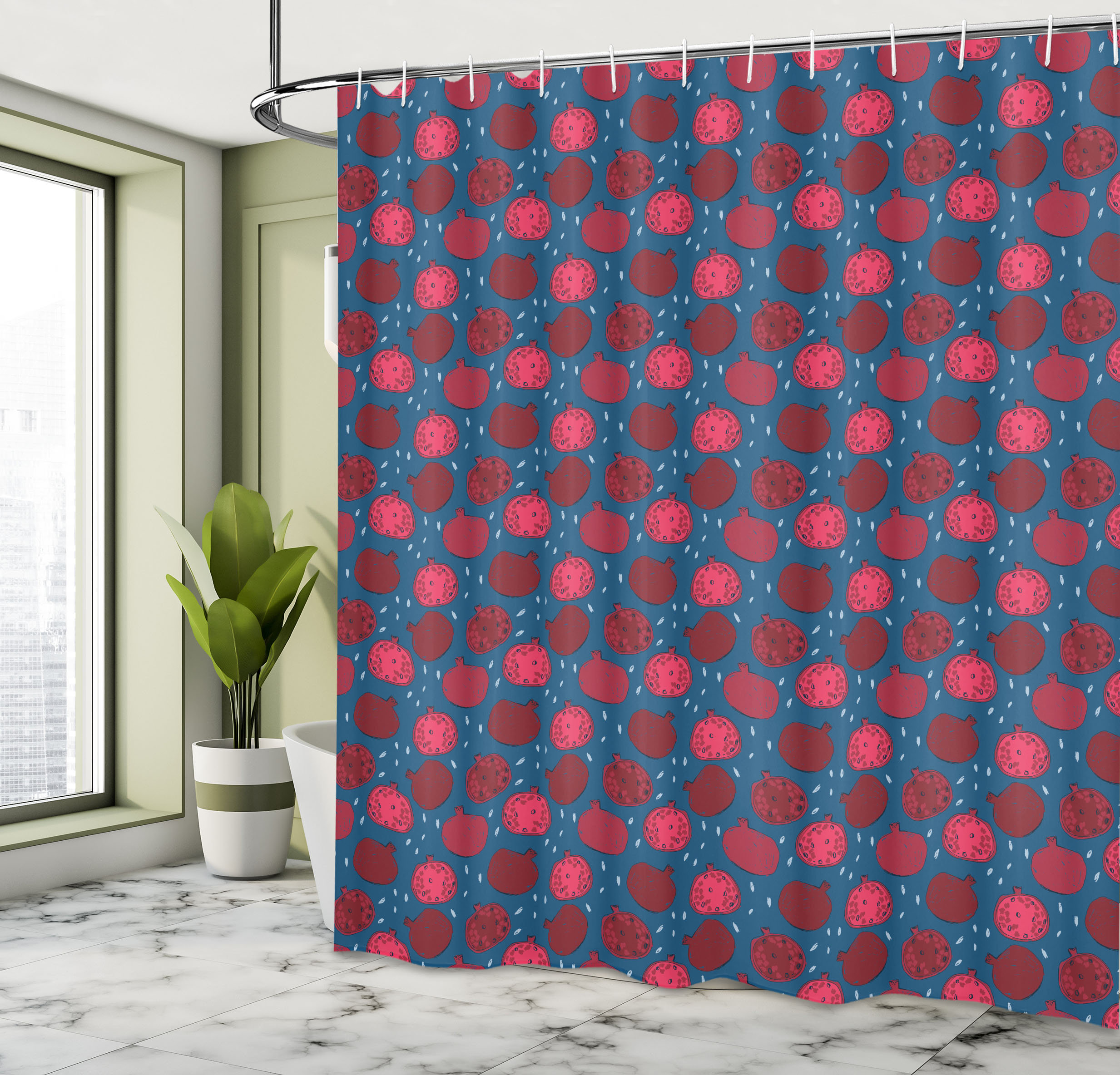 East Urban Home Fruit Shower Curtain Natural Pomegranates Pattern Night ...