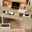 Bureau d'ordinateur en bois blanc de 120 cm de large avec tablette et éclairage DEL, en solde-1408370365
