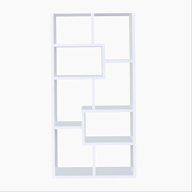 Bibliothèque géométrique rectangulaire à 10 tablettes multiples, Blanc