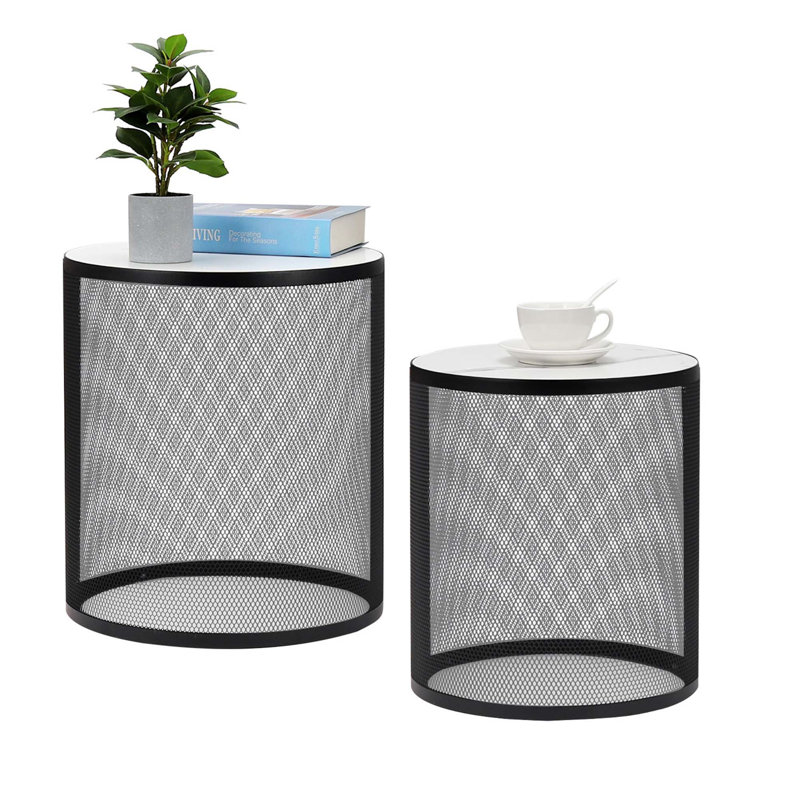 Tables d'appoint rondes en métal Ronaya, Noir