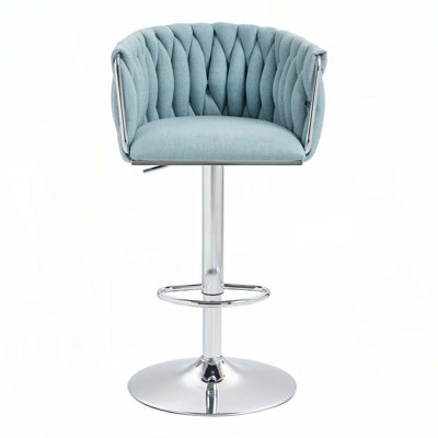 Tabouret de bar pivotant à hauteur ajustable avec dossier tissé et repose-pieds