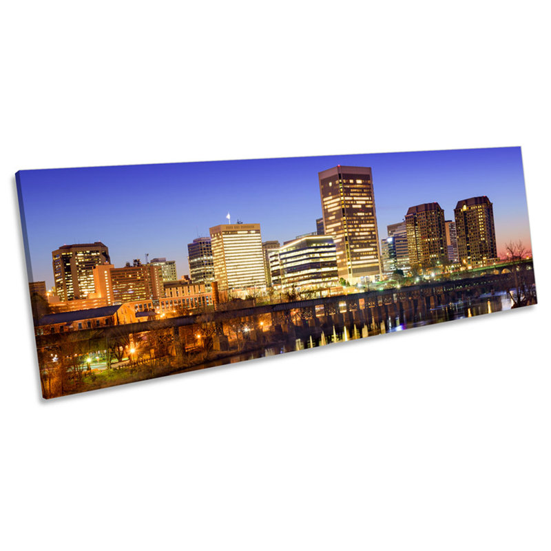 Richmond City Virginia Skyline - Wrapped Canvas Panoramic Art Prints, 30.48cm H x 91.44cm W x 2cm D