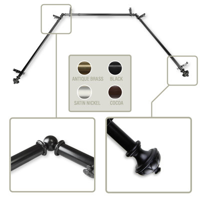 Sarahi Steel Adjustable 78'' to 144'' 0.81'' Bay Window Single Curtain Rod