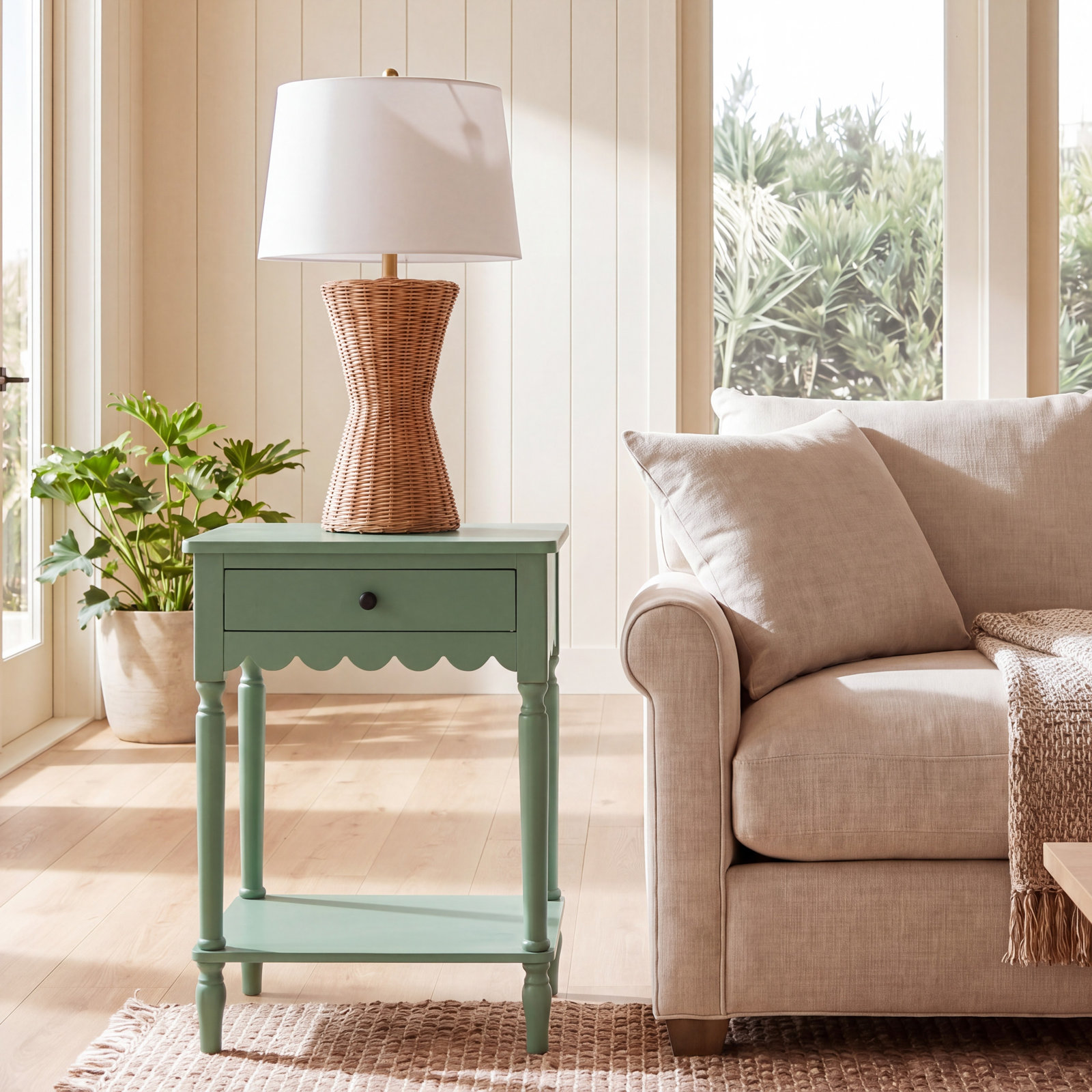 Branden 1 Top Drawer Accent Table, Sage Green