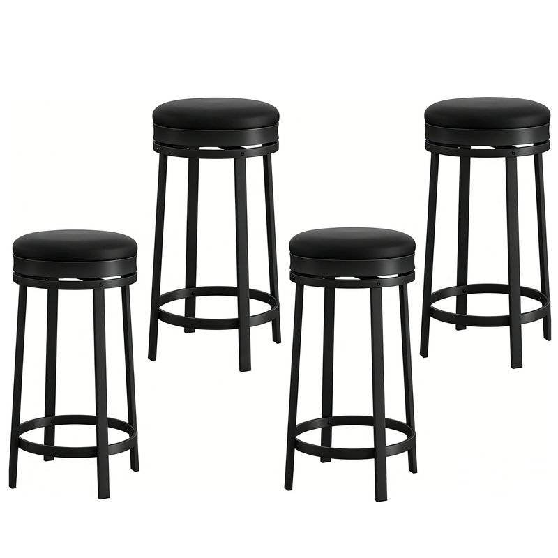 Counter Stool with Metal Frame, Black, 4