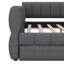 Grand lit plateforme tapissier en tissu avec lit gigogne escamotable-1201108719