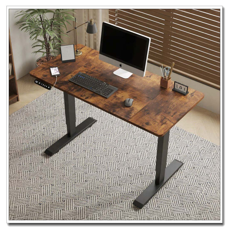 Bureau électrique à hauteur réglable, H 24 po x l 55 po x P 24 po, Brun / Noir