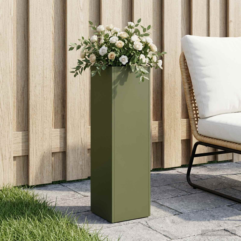 Planter, 75cm H x 20cm W x 20cm D, Olive Green, 1