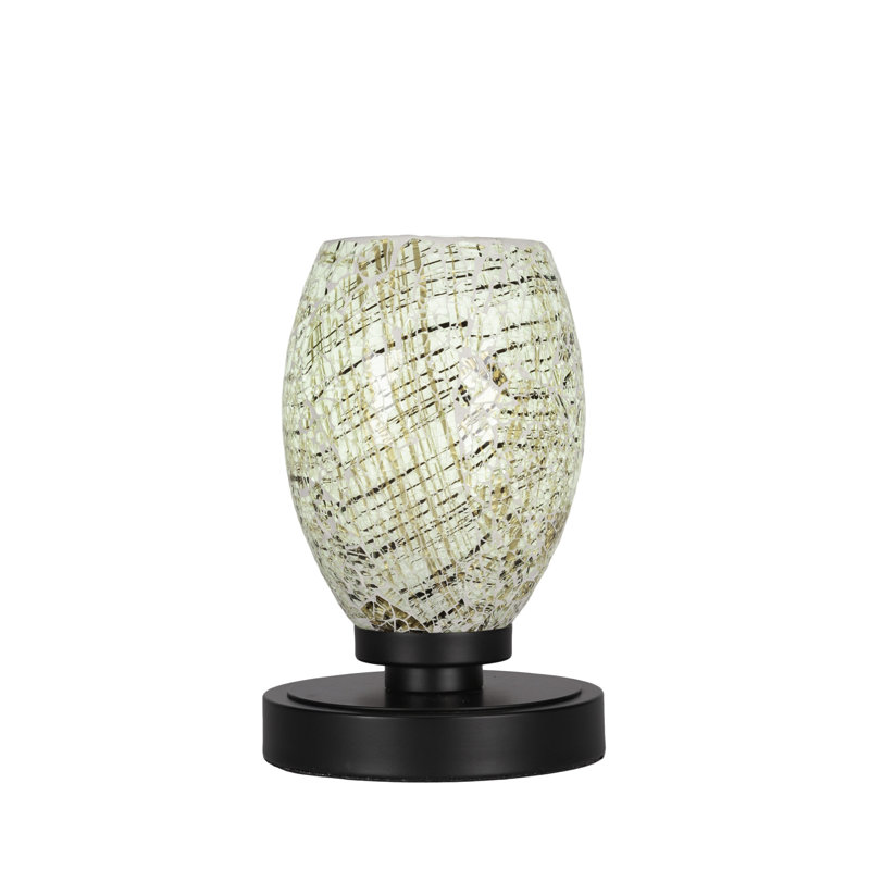 Lannah Accent Lamp Shown In Matte Black Finish With 5" Natural Fusion Glass