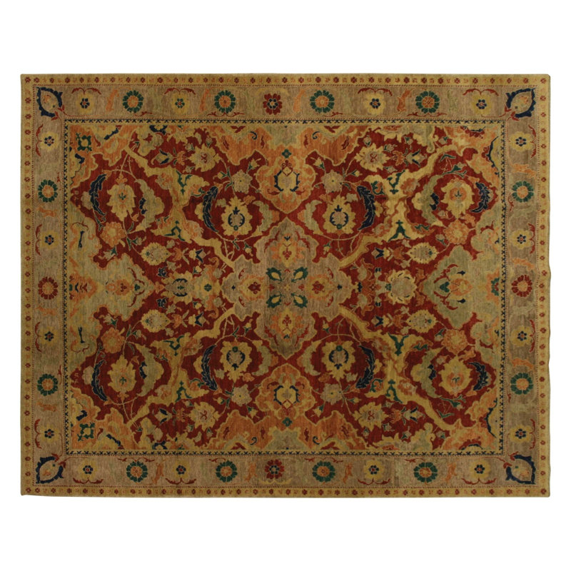 Julfa Wool Oriental Area Rug in Brown/Red, Rectangle 9' x 12'