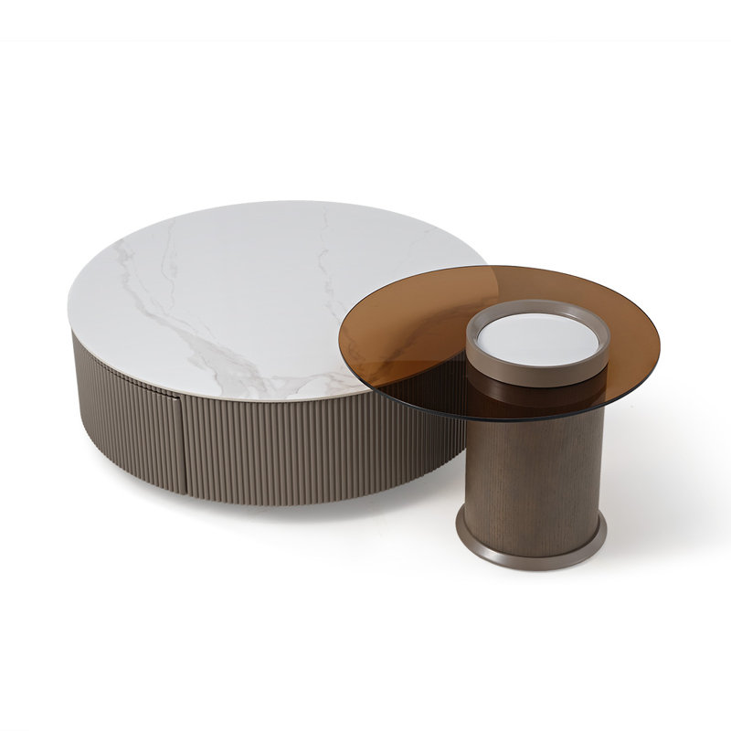Modern Round White Nesting Coffee Table Set