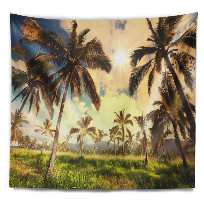 Tapisserie de belle plantation de palmier en hawaii landscape, H 32 po x l 39 po