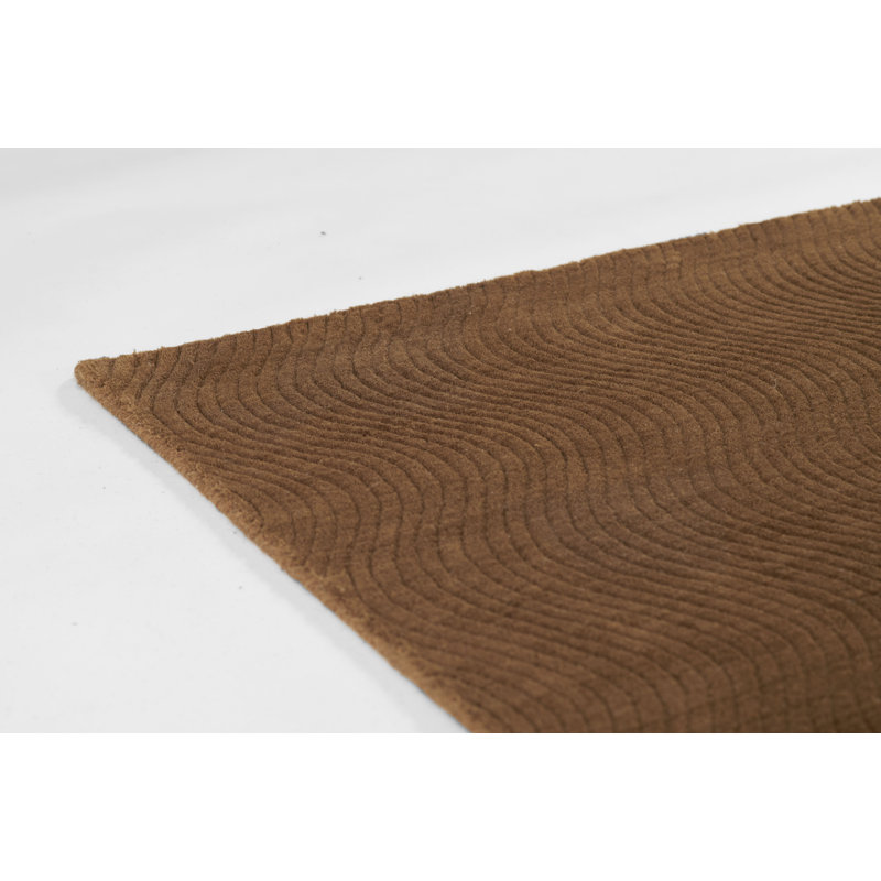 AllModern Contour Hand Loomed Wool Geometric Mocha Area Rug, Rectangle 7'10" x 10'