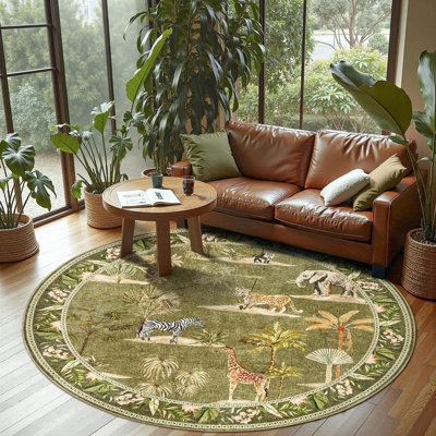 Tapis antidérapant lavable à imprimé animaux